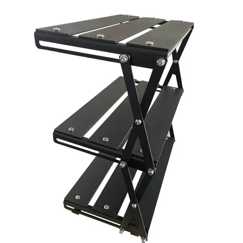 Pardarsey Folding Camping Shelf, 3-Tier Portable Outdoor Storage Rack, Aluminum Frame & Wood Tabletop, Collapsible Organizer for Picnic, BBQ, Backyard, Camp Table Side Accessories