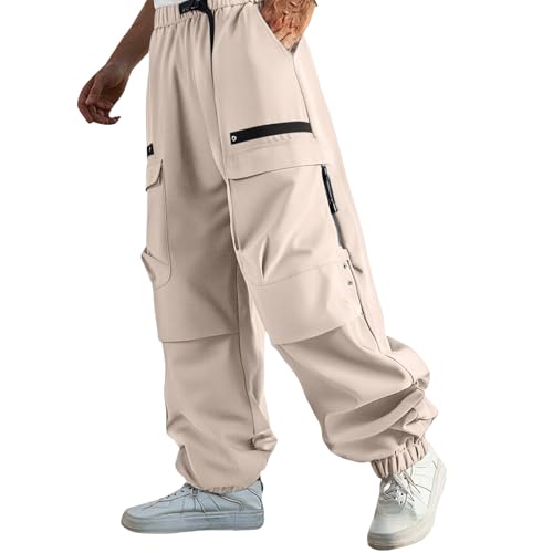 Casual Cargo Pant for Men Running Hiking Workout Sweatpants with Pocket Elastic Waist Loose Fit Comfy Cuffed Trousers