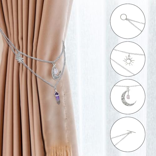 SUPERFINDINGS 2 Pack Decorative Curtain Holdbacks Alloy Pendant Curtain Tiebacks Clips with Toggle Clasps Moon and Amethyst Window Drapery Tiebacks for Bedroom Drawing - Image 4