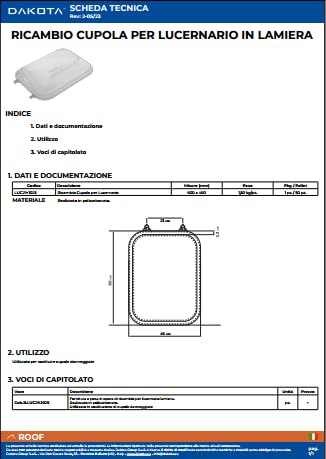 DAKOTA Cupola di Ricambio per Lucernario per Tetto 45x60cm in Policarbonato - Materiale Resistente e Trasparente - Facile da Installare