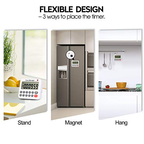 Aimilar Digital Kitchen Timer - Magnetic Count Up Down Direct Entry Cooking Timer With Loud Alarm, Auto Shut-Off & Memory Function, 99 Hrs 99 Mins 99 Secs, 10 Key Timer For Cooking, Exercise, Games #TOP6