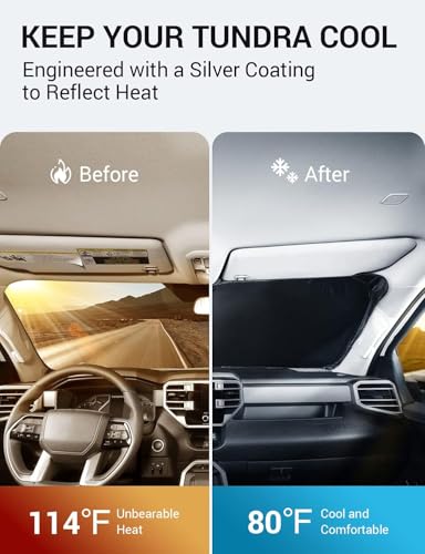 Image of Proadsy 2026 Upgrade Windshield Sunshade Custom Fit 2022-2025 Tundra Limited SR5 Platinum TRD Pro Pickup Block Sun UV Shield Protector Foldable Front Window Shade Accessories