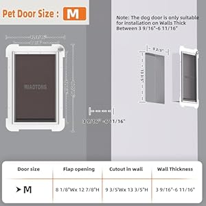 MIAOTONG Medium Dog Door,Upgraded Sealing Dog Door for Wall, Double Flap Doggy Door,Steel Frame and Telescoping Tunnel Dog Doors and Cat Doors(Pets Up to 40 Lb) -Medium MIAOTONG Medium Dog DoorUpgraded Sealing Dog Door for Wall Double Flap Doggy DoorSteel Frame and Telescoping Tunnel Dog Doors and Cat DoorsPets Up to 40 Lb Medium