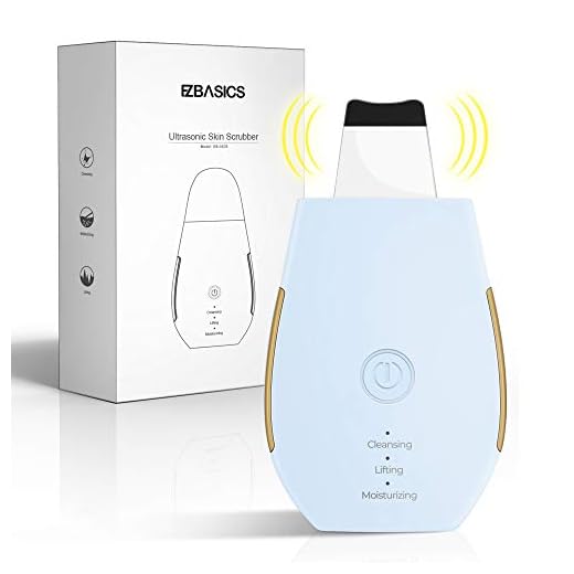 Skin Scrubber, EZBASICS Skin Spatula, Facial Ultrasonic Cleaner, Blackhead Remover Comedone Extractor, Exfoliator Rechargeable Face Lifting Tool with 3 Modes for Deep Cleansing(Blue)