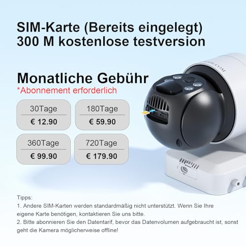 Foto von 4G LTE Überwachungskamera Aussen Akku Solar mit Sim Karte, 2K HD Nachtsicht