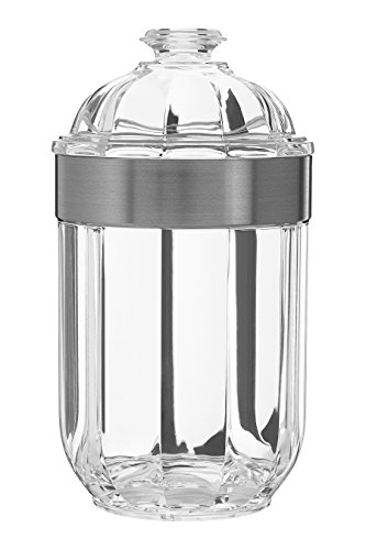 Premier Housewares 1601676 Clear Canister, Acrylic, Silver, 10 x 10 x 18 cm