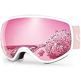 💜 【Correa elástica antideslizante / hebilla ajustable】 La correa totalmente ajustable cuenta con silicona en la parte posterior para permanecer en su lugar en el casco de esquí. Gafas de nieve compatibles con cualquier casco de esquí para que no se resbale durante la conducción más extrema.