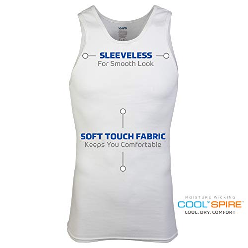 Gildan Men's A-Shirts 6 Pack, White, Large