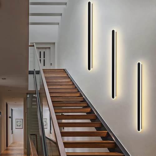 Aplique de pared LED lineal moderno y ultrafino negro de diseño minimalista de metal 3