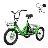 Vivi Electric Bike for Adults, 750W Peak 20'' Folding 3 Wheels Electric Bicycle, 48V 10.4Ah Removable Battery, Speed Differential, 15.5MPH Eletric Bike with Bracket