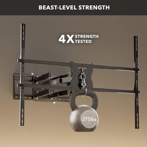 Image of Mount-It! The Beast XXL Long Arm TV Wall Mount, Full Motion for 75-140 Inch TVs up to 275 lbs, 38.6 inch Extension, Tilt Swivel Level Adjust, Sliding Arm System on Fixed Wall Plate, VESA 1200x900