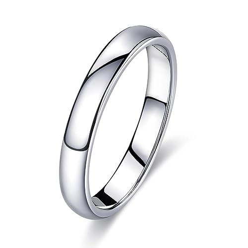 FUNEIA Bague Homme Femme Argent Acier Inoxydable Bague Alliance Anneau de Mariage Simple et Poli Bague de Fiançailles Largeur de 1-8mm Bijoux Bague Fille Ado...