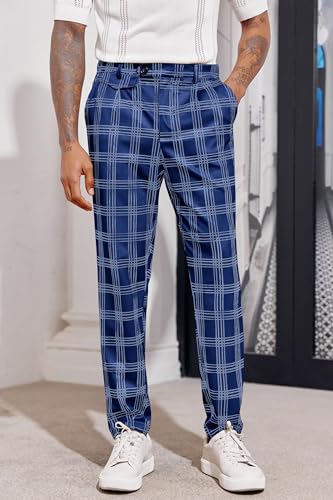 Image of Mens Chinos Slim Fit Pants Stretch Tapered Dress Pant Casual Trousers