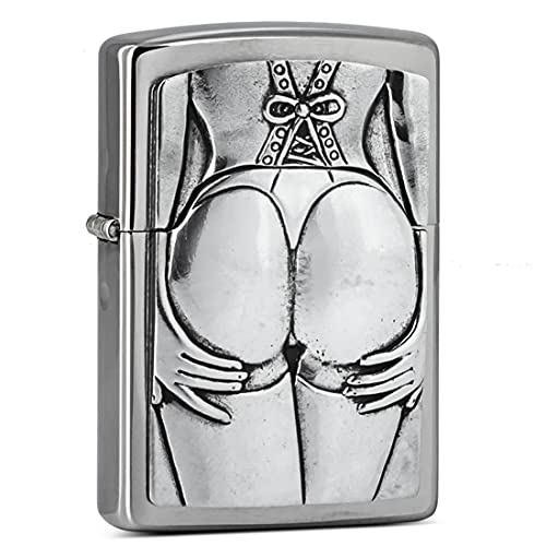 Zippo Unisex Adult Sexy Stocking Girl Emblem Windproof Pocket Lighter - Chrome