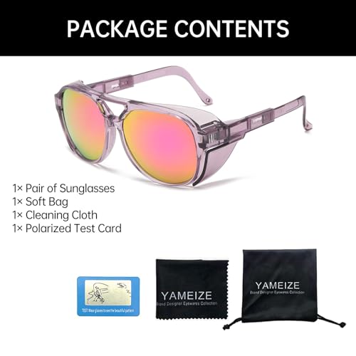 YAMEIZE Polarized Classic Gothic Steampunk Sunglasses - UV Protection Punk Round Glasses Driving Shade Outdoor for Men Women4