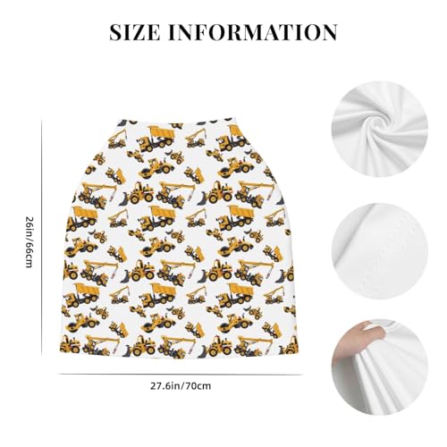 Image of Construction Machinery Excavator Truck Tractor Baby Stuff Car Seat Cover for Baby,Mom Nursing Breastfeeding Covers,Car Seat Canopy Carrier Cover,Stroller Cover Newborn Shower Gift for Boys Girls