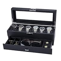 腕時計 12本 収納 高級感あふれるカーボンファイバー仕上げ 高級感あるデザインで、ギフトにも最適】 腕時計収納ケース 高級