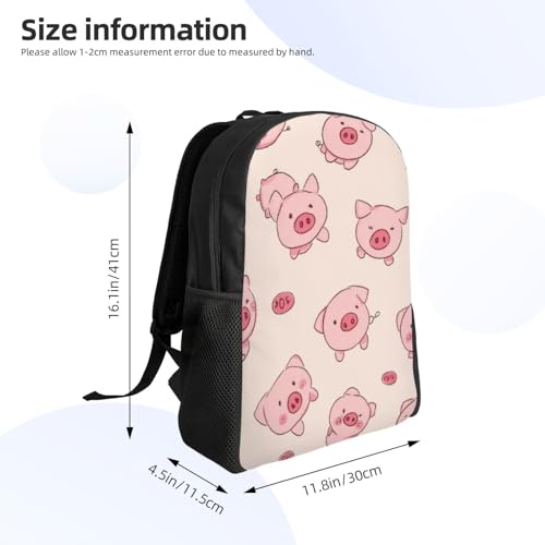 Laptop Backpack 16.1 in Travel Waterproof Daypack Pink cute pig Bookbag Casual Computer Bag2