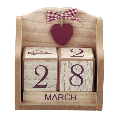 Calendario de escritorio de bloques de madera vintage perpetuo manual 3