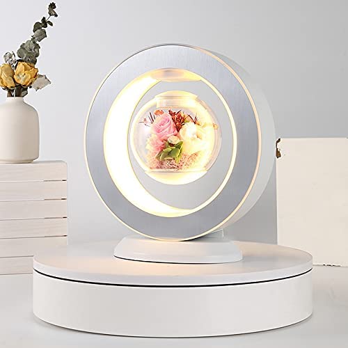 Led Lighting Magnetic Levitation Suspension Fashion Auto Rotation Preserved Flowers in Glass Floatin