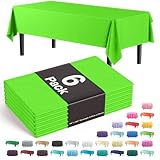 Party Solids 6-Pack Premium Plastic Tablecloth 54in. x 108in. Rectangle Plastic Table Cover - Lime Green