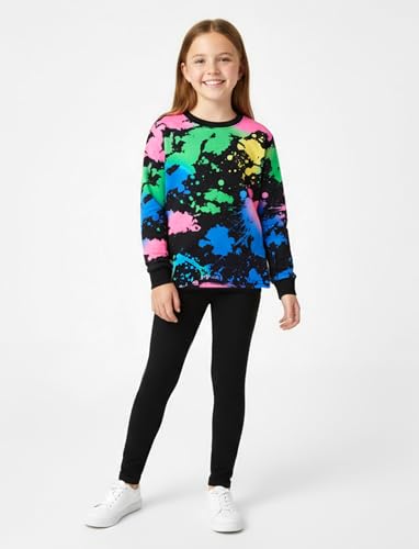Image of PATPAT Girls Clothes Size 12-13 Years, Girls Fall Outfits, Black Tie Dye Sweatshirts + Black Legggings 2 Piece Outfits Kids Clothing Sets Sweatsuit Tracksuit Set