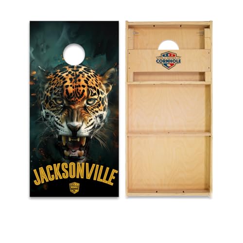Skip's Garage Jacksonville Cornhole Boards - WSOC Runway Series - Includes (2) Boards (Resin Bags) + (1) Black Carrying Case