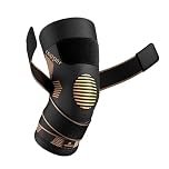 NEENCA Genouillère de compression en cuivre avec sangles pour femme/homme, pour douleurs au genou, arthrite et ligament croisé antérieur. Genouillère pour la course à pied et l'entraînement (unité)