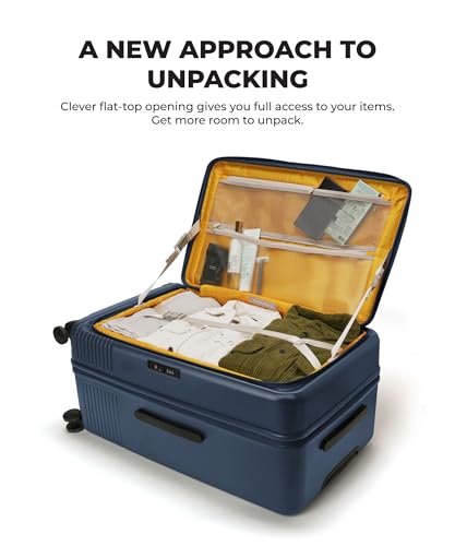Image of MOKOBARA Access Trunk Luggage Expandable Trolley Bag-77cm(105L expands Upto 115L),Polycarbonate Hardshell,Flat-Top Opening,TSA Lock,8 Silent Wheels,for 15+ Day Trip,Blue &Yellow(Ocean Sunray)