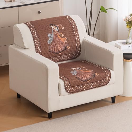 Image of HOKIPO HeavenHue Sofa Cover 1 Seater for Seat & Back, Nritya Echo