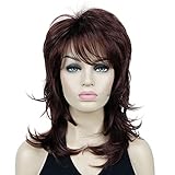 Lydell Long Soft Shaggy Layered Classic Cap Full Synthetic Wig Wigs (#33A Dark Auburn)