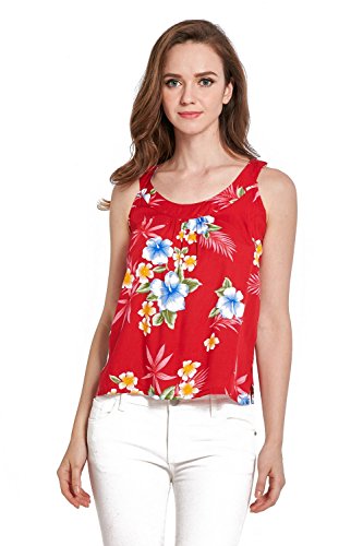 Image of Matchable Family Hawaiian Luau Men Women Girl Boy Clothes in Hibiscus Red