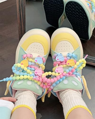 Candy-Colored Chunky Sole Walking Sneakers - Pastel Macaron Aesthetic Shoes for Women Breathable Comfort with Anti-Slip Soles & Cute Colorful Laces4