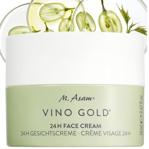M. Asam VINO GOLD 24h Gesichtscreme (20 ml) – 24h Tagescreme & Nachtcreme gegen Linien & Fältchen, starker Schutz vor vorzeitiger Hautalterung, Anti-Aging, vegane Feuchtigkeitscreme