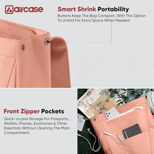 Image of AirCase Canvas Laptop Backpack for Women with Multiple Pockets, Padded Straps, 13L Capacity, Lightweight, Water-Resistant Bag for Travel, College, Office Use, Supports Laptops Up to 14.1 Inch (Pink)