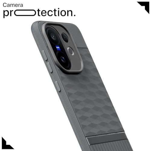 Image of Pikkme Back Cover for Vivo V60 5G / Vivo T4 Pro 5G Camera Protection 3D Hexa Cube Design Silicone Protective Bumper Case (Grey)