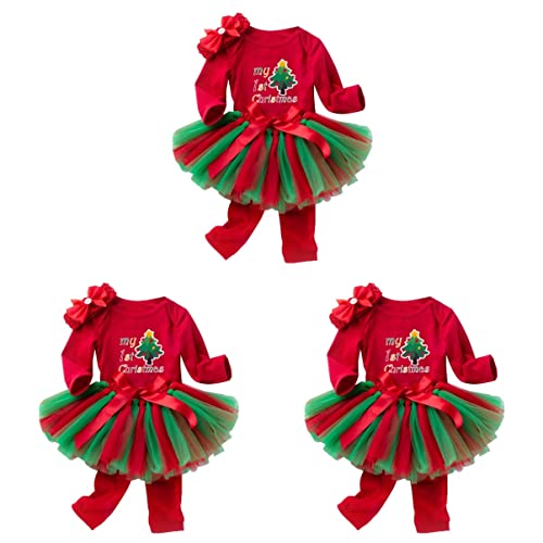SOIMISS 12 Piezas Traje Para Niños Vestido De Tutú De Navidad Recién Nacido Mono Navideño Infantil Vestido De Navidad De Niña Vestido De Tutú Para Niñas Ajustado Falda Hecha a Mano Bebé
