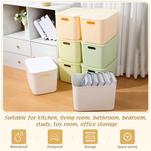 Hoolerry 8 Pcs Storage Bins with Lids, Light Color, 14.4 x 10.2 x 9.5 Inch by Hoolerry - Used condition - Image 2