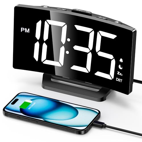 GOLOZA Digital Alarm Clock for Bedrooms, Digital Clock with Customizable Night Mode, 5 Levels Brightness+Off, 2 Volume, 3 Alarm Tones, Snooze, USB Charging Port, Power-Off Memory, 12/24H/DST Beside