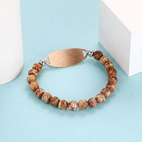 Jf.jewelry Medical Alert Bracelets For Women Men | Personalized Custom Medical Id Bracelet Beaded Link Medical Bracelet - Brown Natural Stone Wristband #TOP2