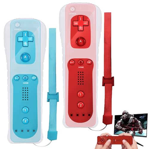 BAIFULAI 2 Stück Wii Controller : 2 Silikonhandgelenke für Nintendo Wii/WiiU, Kompatibel mit Remote Gamepad Controller, Sport- und Abenteuergames (Rot+Blau)