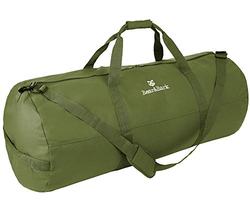 Extremely Large Duffle Bag - Green 46"x20" - 236.8L - Canvas Military and Army Cargo Style Duffel Tote for Men and Women - College Student Dorm, Backpacking, X-Large Travel and Storage Shoulder Bag