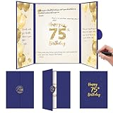75th Birthday Decorations for Men Women, Navy Blue 75th Birthday Guest Book Large Signature Book Poster, Cheers to 75 Years Old Gift Happy 75th Birthday Sign Card Table Sign 75th Birthday Party Favor