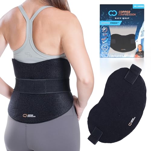 Image of Copper Compression CopperFreeze Back & Stomach Wrap Hot & Cold Therapy Support for Pain, Muscle Soreness, Cramps, and Injury Recovery - 360 Copper Infused Relief for Lumbar, Lower Back, and Abdomen