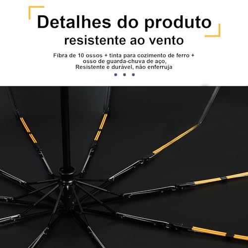 Guarda Chuva Abre E Fecha Automático Reforçado Original Com LED (Preto)