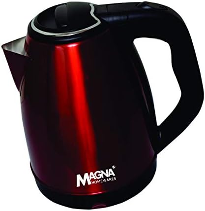 1.8L BPA-Free Stainless Steel Water Tea Kettle with Cordless Auto Shut-Off & Boil-Dry Protection, 1500W Fast Boiling with FADA Controller, 3 Pin Plug Top with 1 mtr Wire-Red