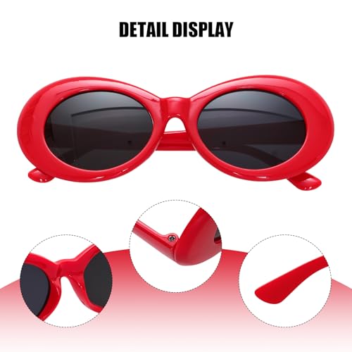 Fumwase Oval Round Thick Sunglasses Retro Goggles Vintage Sunglasses for Women Men3