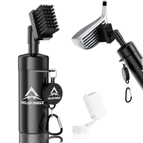 VELOFANZ Golf Club Cleaner Brush with Retractable Clip Hold, Leakproof 5oz Water Spray Brush, Easy Cleaning with Nylon Bristles, Portable Essentials Golf Accessories, Perfect Golf Gift for Men/Women