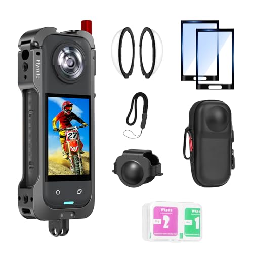 Image of Insta 360 X5 Utility Cage /Carrying Case (Frame + Lens Cap) Lens Guard /2 Pack Screen Protector Accessories Kit, Tempered Film Glass Metal Cover Portable Bag for Insta360 X5 Protective Bundle