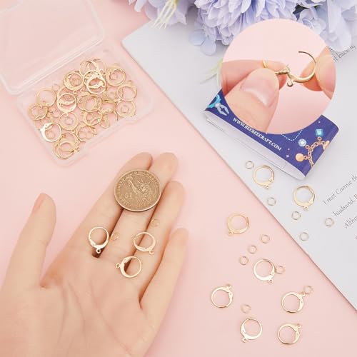 SUNNYCLUE 1 Box 180Pcs Earring Findings Kit 80Pcs Real 18K Gold Plated Stainless Steel Leverback Earring Hooks 100Pcs Open Jump Rings Hypoallergenic Huggie Lever Back Ear Wire for jewellery Making Kit - Image 3